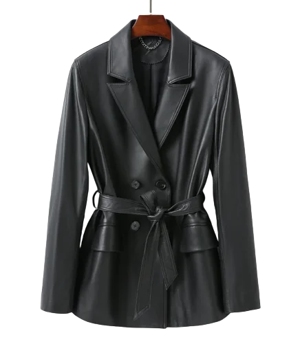 Womens Hope Genuine Lambskin Leather Coat Elegant Wool Jacket