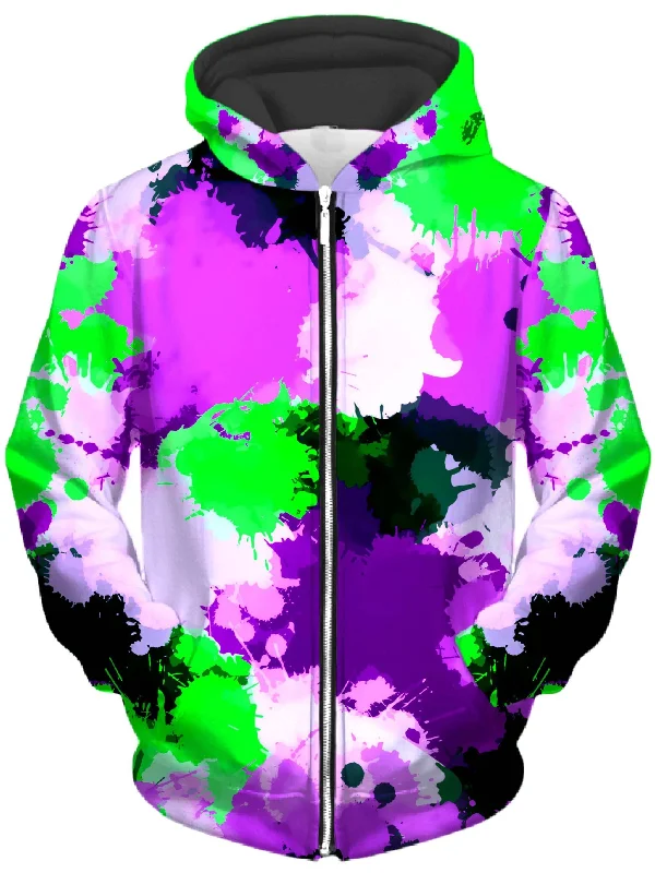 Acid Melt Unisex Zip-Up Hoodie Hoodie with Exposed Zipper Edgy Industrial