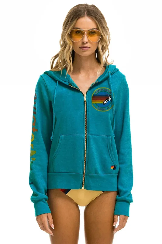 AVIATOR NATION AUSTIN HOODIE - TEAL Hoodie with Hem Frayed Vintage Worn