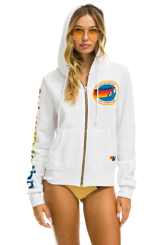 AVIATOR NATION HAMPTONS HOODIE - WHITE Hoodie with Slit Hem Functional Movement