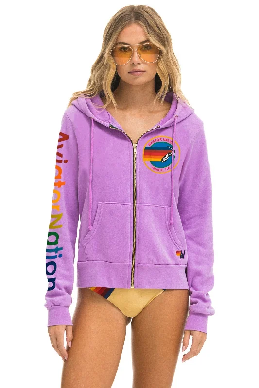 AVIATOR NATION HOODIE - NEON PURPLE Hoodie with Hem Lace Feminine Delicate