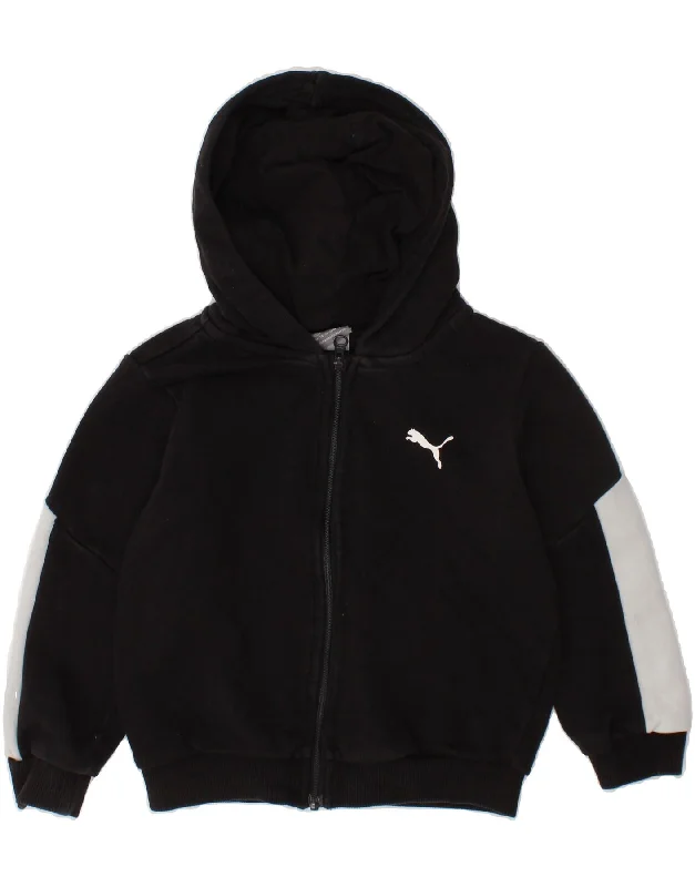 PUMA Baby Boys Zip Hoodie Sweater 12-18 Months Black Colourblock Hoodie with Relaxed Fit Easy Casual