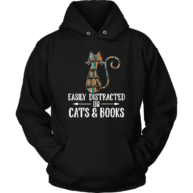 "Cats and books" Hoodie Hoodie with Pattern Geometric Abstract
