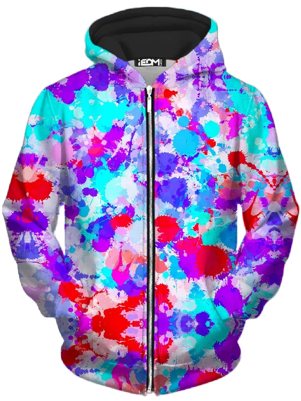 Cherry Frost Paint Splatter Unisex Zip-Up Hoodie Hoodie with Reflective Safety Nightwear