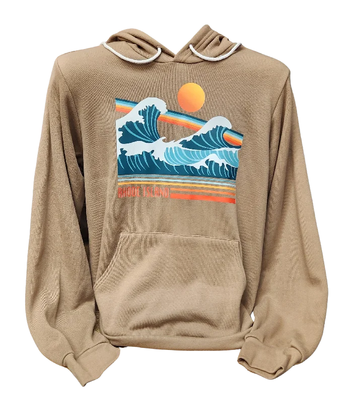 Crashing Waves Vintage Brown Unisex Pullover Hoodie Open Front Cardigan