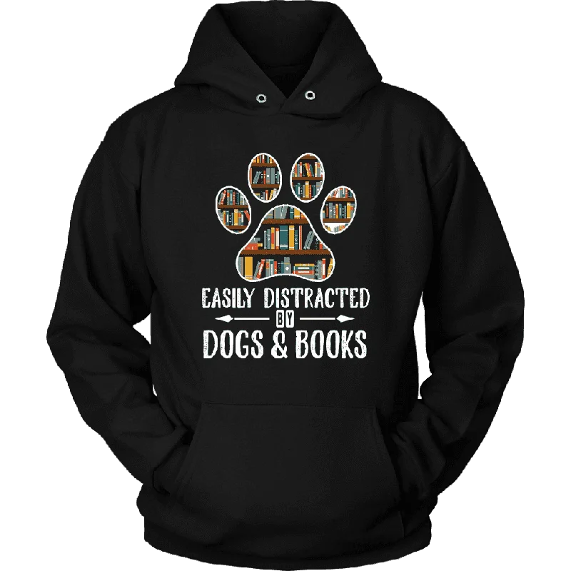 "Dogs and books" Hoodie Hoodie with Applique Textured Unique