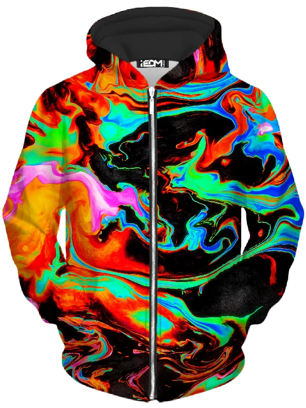 Fluidity Unisex Zip-Up Hoodie Hoodie with Ribbed Cuffs Snug Fit Comfort