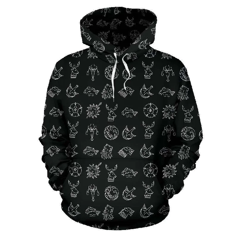 Game Of Thrones All Over Print Hoodie Hoodie with Slim Fit Tailored Modern