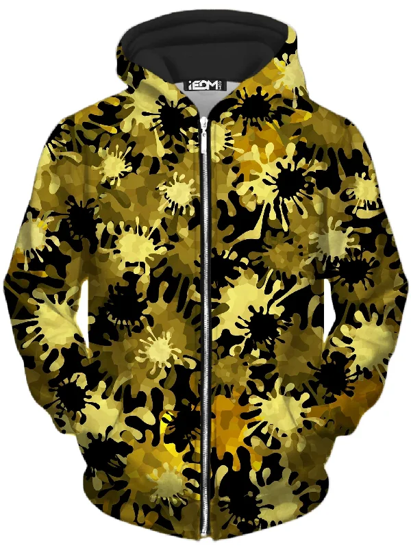 Gold Splatter Unisex Zip-Up Hoodie Hoodie with Thumb Holes Functional Cozy