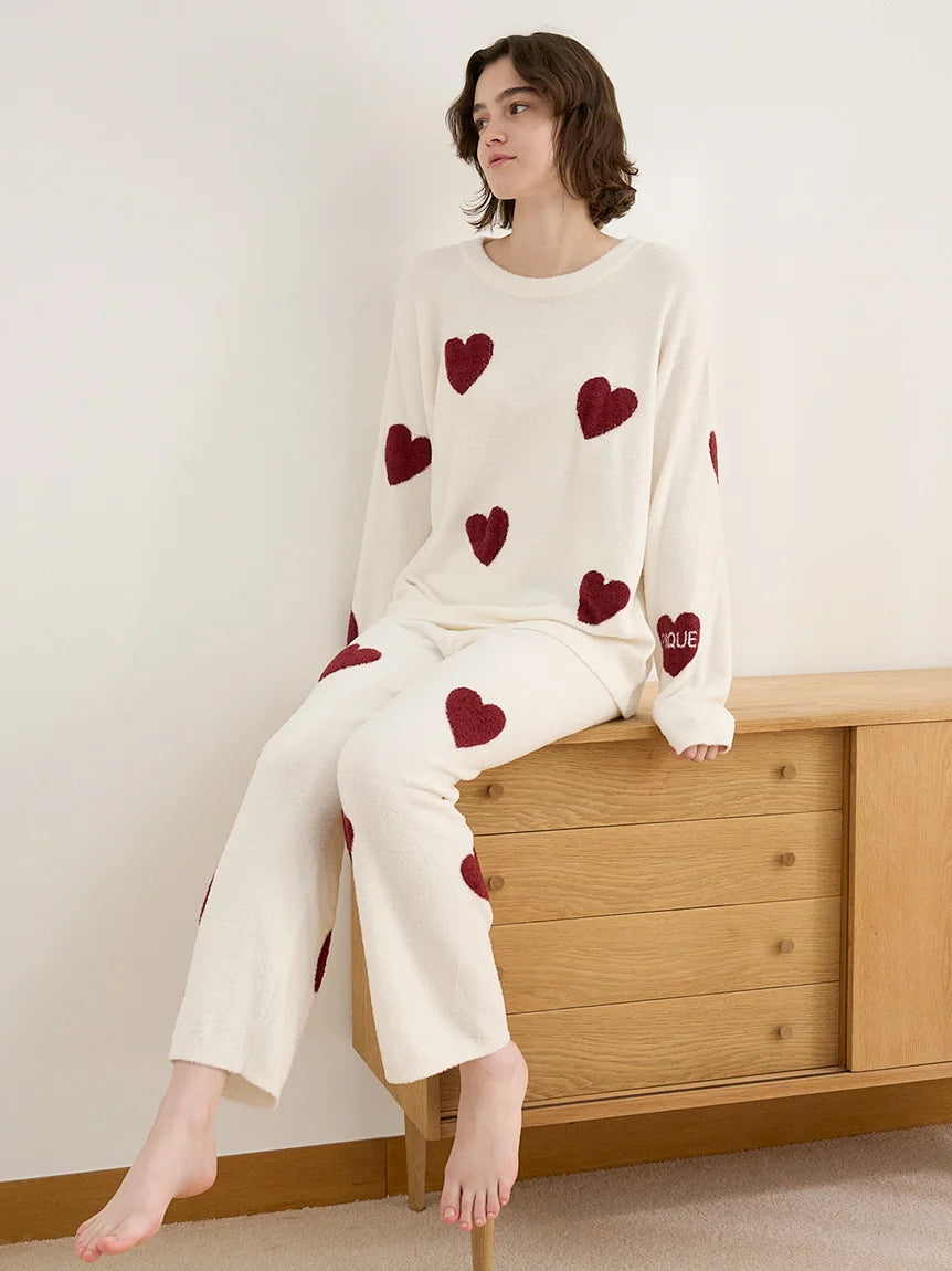 Hot Smoothie Heart JQD Pullover Sweater Square Neck Pullover