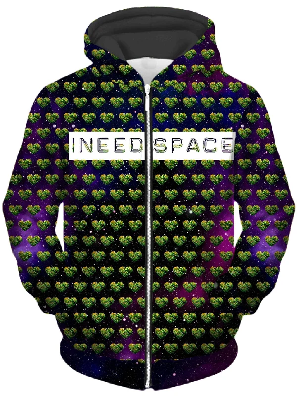 I Need Space Unisex Zip-Up Hoodie Hoodie with Velcro Closure Adjustable Secure