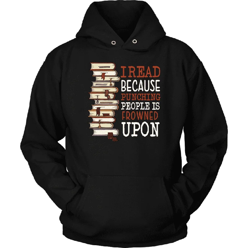 "I Read" Hoodie Hoodie with Hidden Zipper Minimalist Clean