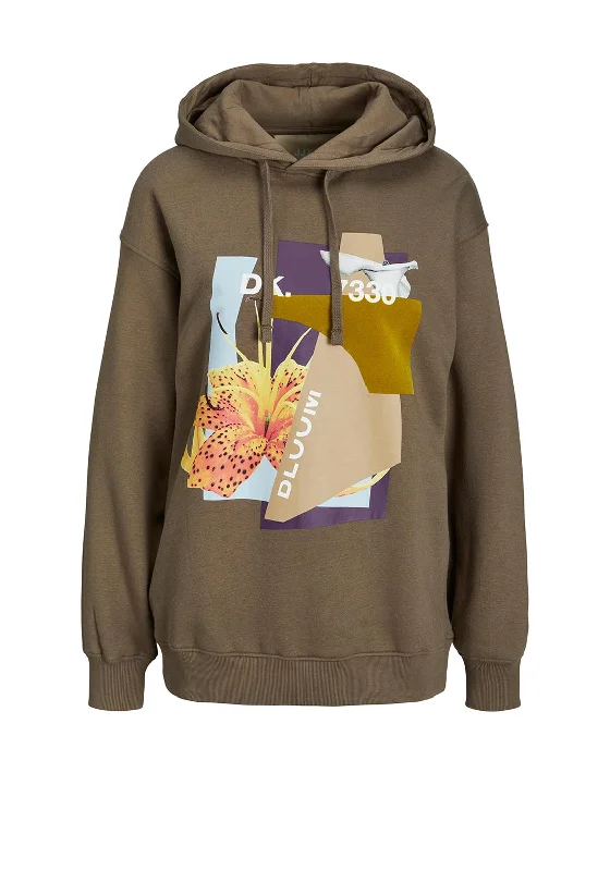 JJXX Bowie Loose Hoodie, Morel Oversized Hoodie Comfort Casual