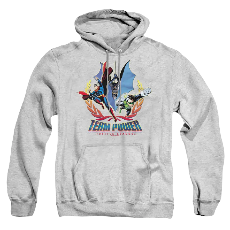 Justice League Team Power - Pullover Hoodie Asymmetrical Neck Pullover