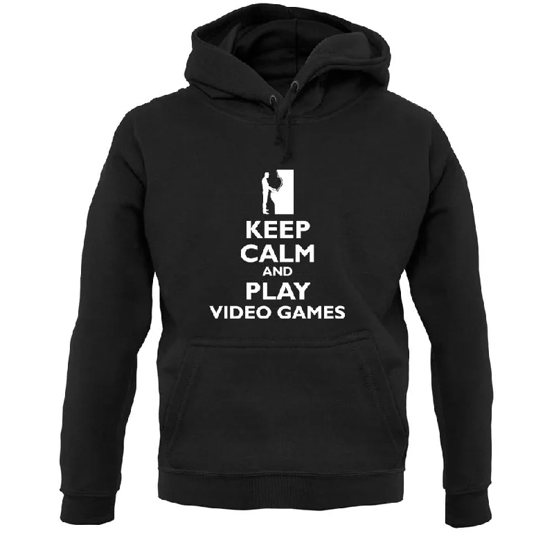 Keep Calm and Play Video Games Unisex Hoodie Hoodie with Drop Shoulder Relaxed Streetwear