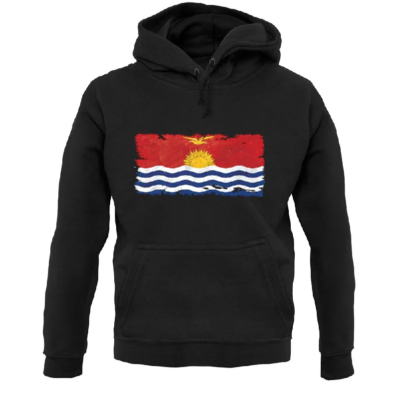 Kiribati Grunge Style Flag Unisex Hoodie Hoodie with Monochrome Minimalist Simple