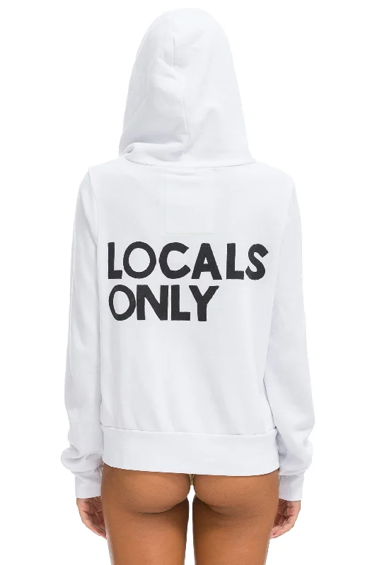 LOCALS ONLY HOODIE - WHITE Hoodie with Pocket Utility Practical