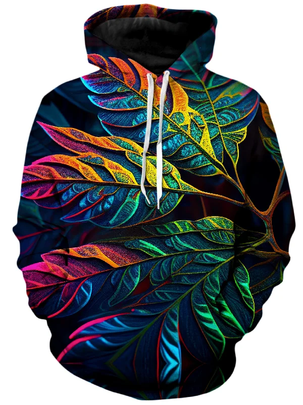 Midnight Floral Unisex Hoodie Hoodie with Metallic Shiny Futuristic