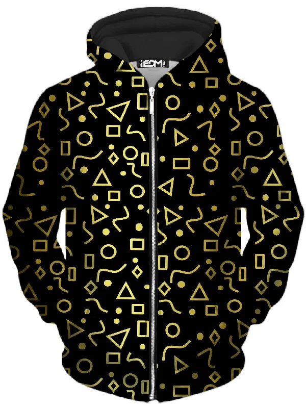 Mod Gold Shapes Unisex Zip-Up Hoodie Hoodie with Relaxed Fit Easy Casual