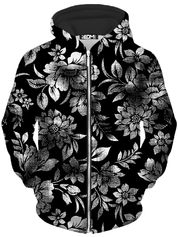 Nature's Candy B&W Unisex Zip-Up Hoodie Hoodie with Ribbed Hem Stretchable Secure