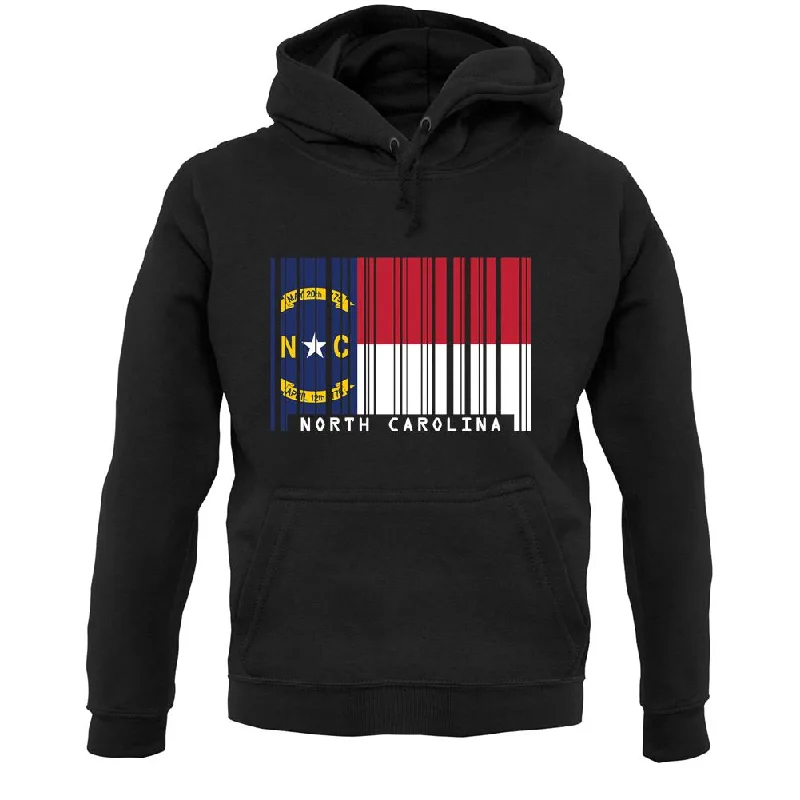 North Carolina  Barcode Style Flag Unisex Hoodie Hoodie with Typography Text Message