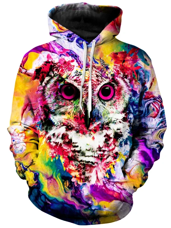 Owl Unisex Hoodie Hoodie with Hem Fringe Bohemian Relaxed