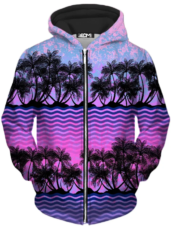 Paradise Palm Trees Unisex Zip-Up Hoodie Hoodie with Drop Shoulder Relaxed Streetwear