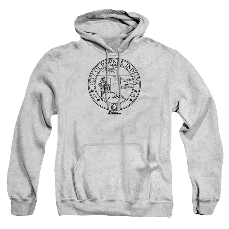Parks & Recreation Pawnee Seal - Pullover Hoodie Shirred Sleeve Feminine