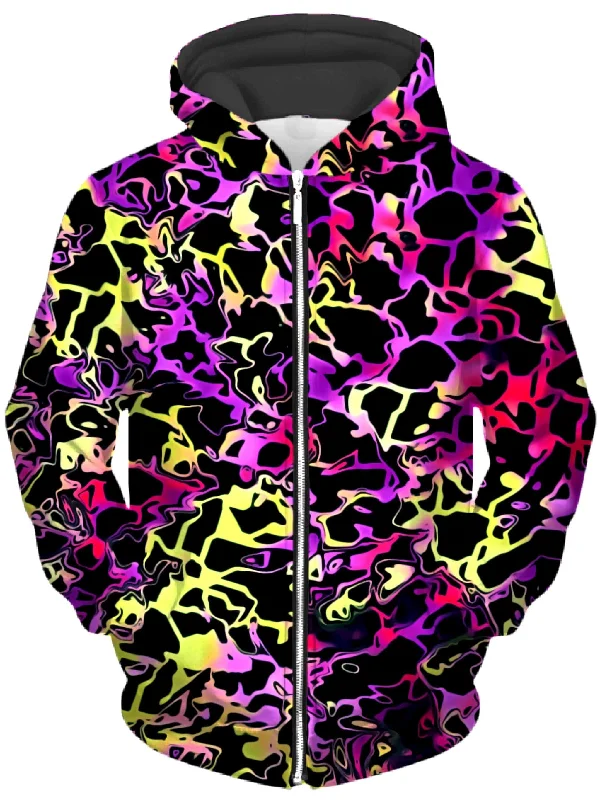 Psychedelic Rainbow Leopard Unisex Zip-Up Hoodie Hoodie with Cuffed Sleeves Snug Secure