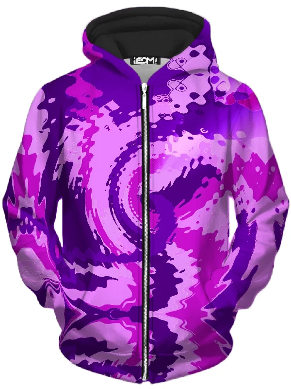Purple Haze Unisex Zip-Up Hoodie Hoodie with Hidden Zipper Minimalist Clean