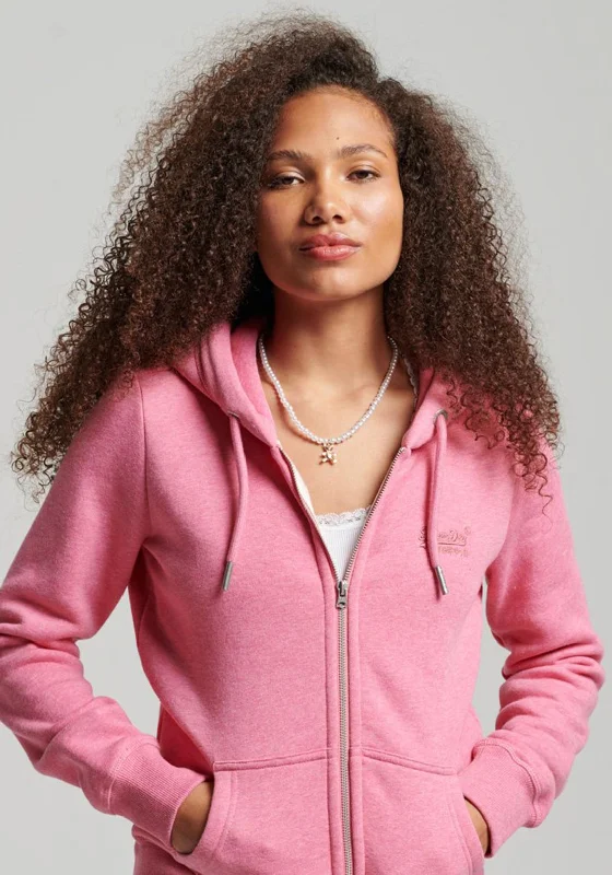 Superdry Womens Vintage Logo Full Zip Hoodie, Blossom Hoodie with High-Low Hem Asymmetrical Trendy