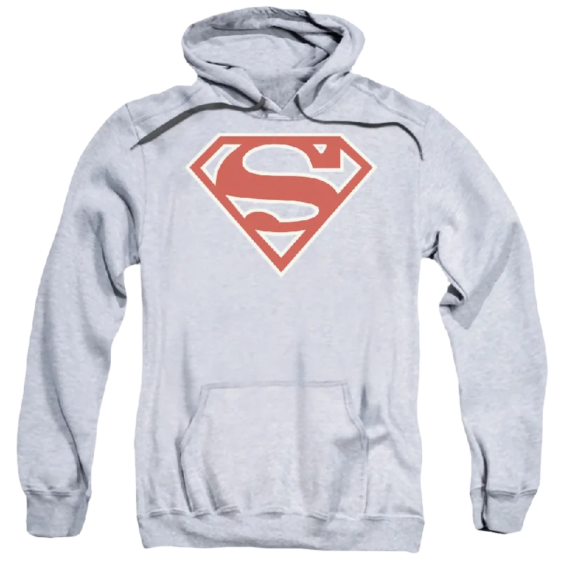 Superman Crimson & Cream Shield - Pullover Hoodie Lantern Sleeve Elegant