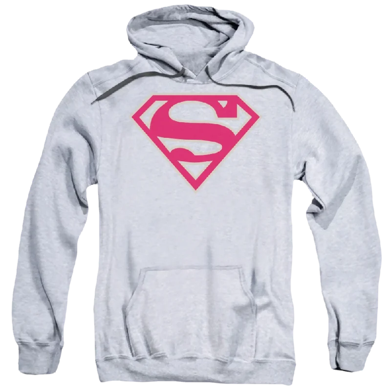Superman Crimson & Gray Shield - Pullover Hoodie Long Bell Sleeve