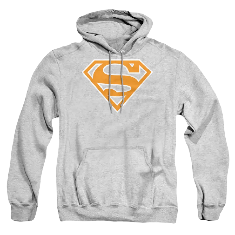 Superman Lt Orange & White Shield - Pullover Hoodie One Shoulder Top