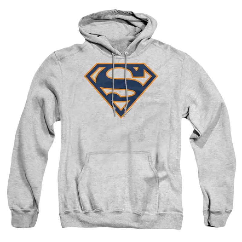 Superman Navy & Orange Shield - Pullover Hoodie Leg Sleeve Comfort