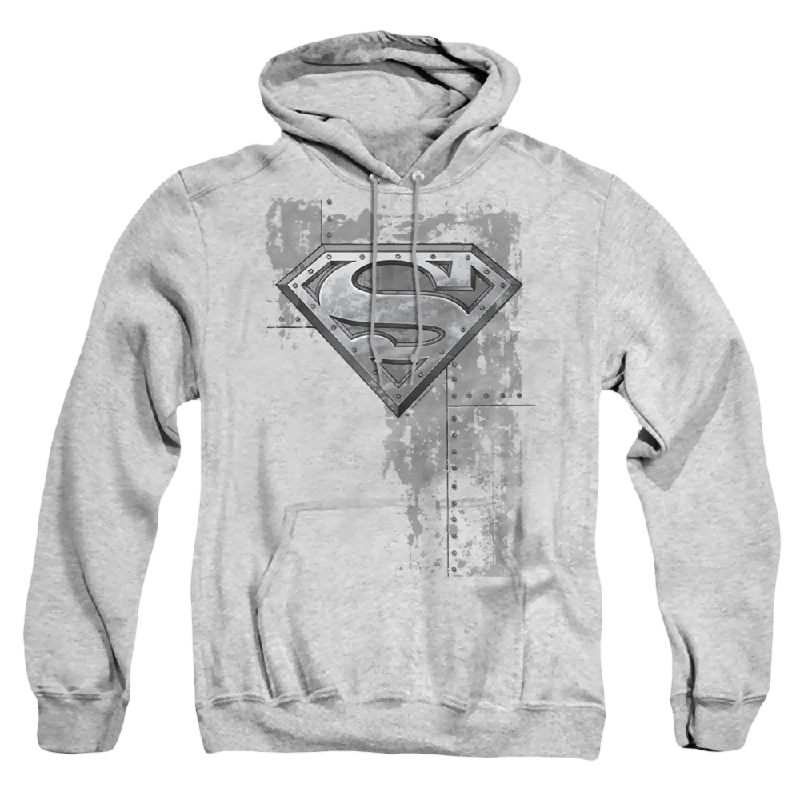 Superman Riveted Metal - Pullover Hoodie Slim Sleeve Pullover