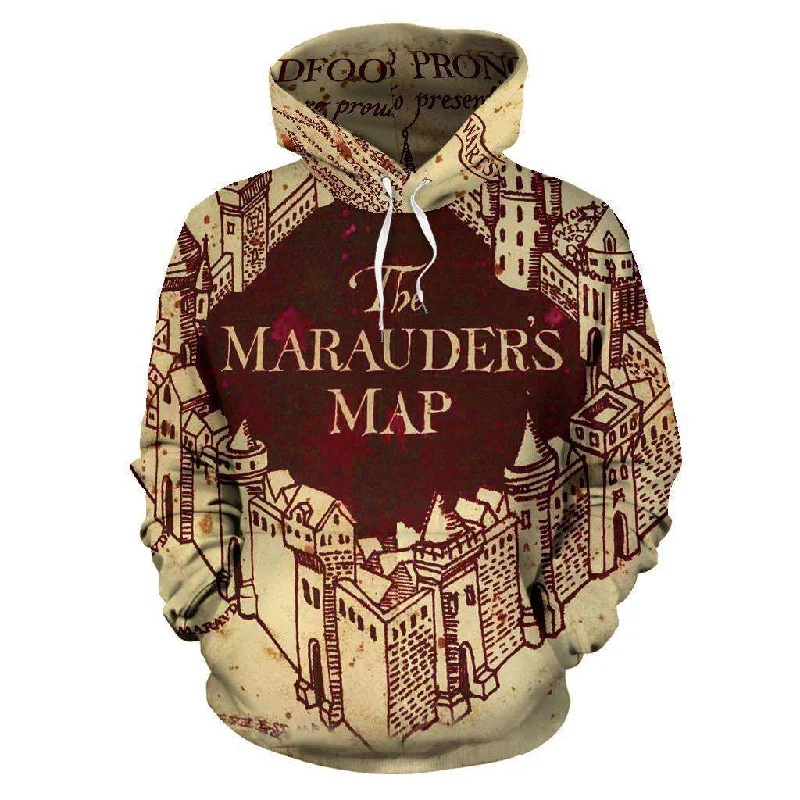 The Marauders Map All Over Print Hoodie Hoodie with Stripes Bold Sporty