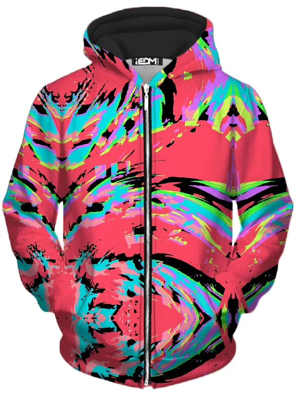 Tropical Coral Glitch Unisex Zip-Up Hoodie Hoodie Jacket Zipper Layering