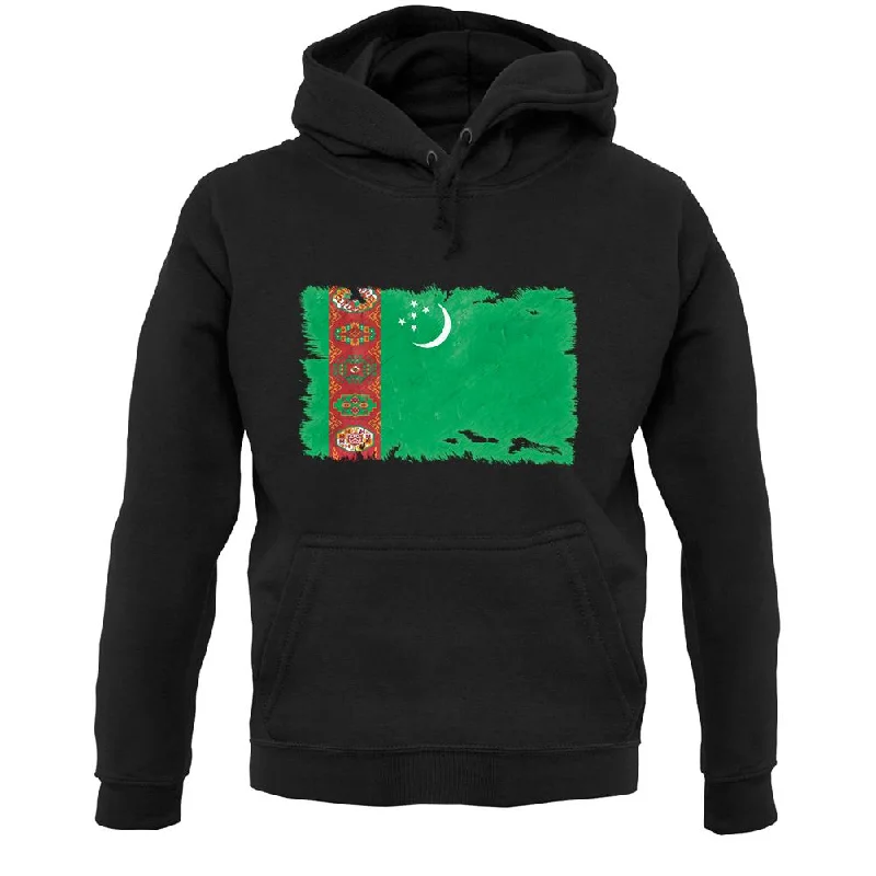Turkmenistan Grunge Style Flag Unisex Hoodie Hoodie with Pastel Soft Subtle