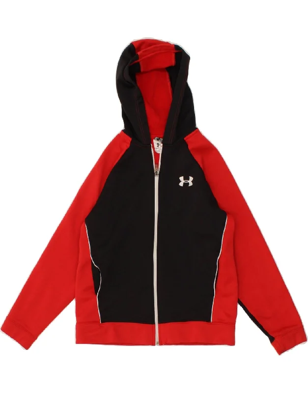 UNDER ARMOUR Boys Graphic Zip Hoodie Sweater 9-10 Years Medium  Red Hoodie with Elastic Waist Stretchable Comfortable