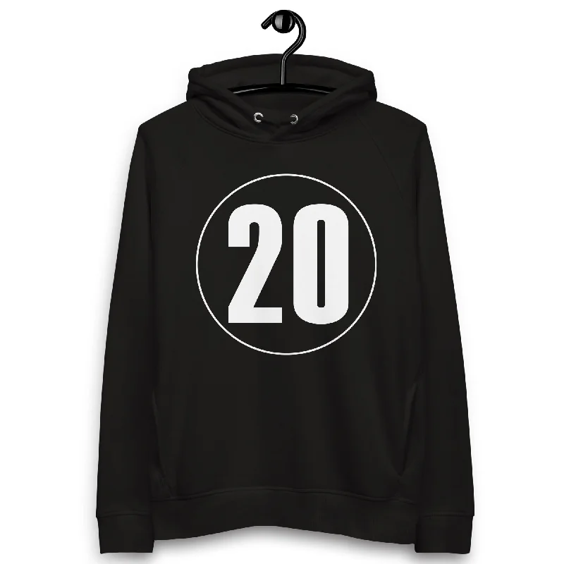 Unisex pullover hoodie: White on Black 20 dolman Sleeve Top