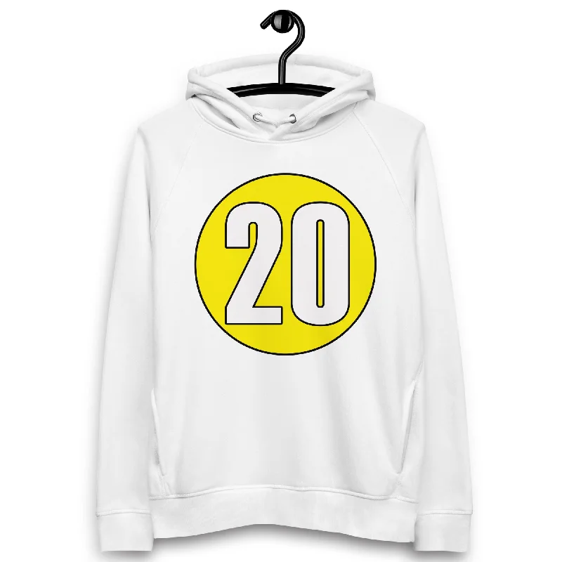 Unisex pullover hoodie: White on Yellow 20 Chunky Knit Pullover
