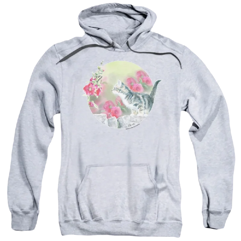 Wild Wings Kitten Flowers - Pullover Hoodie Keyhole Neck Pullover