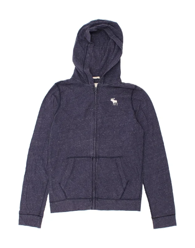 ABERCROMBIE & FITCH Mens Muscle Zip Hoodie Sweater Medium Navy Blue Mesh Blend Leather Blend Suede Blend