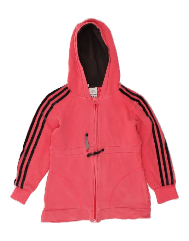 ADIDAS Girls Zip Hoodie Sweater 7-8 Years Small Pink Cotton Jersey Fabric Tulle Fabric Batik Fabric