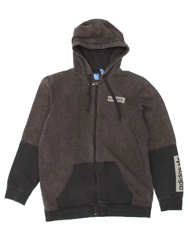 ADIDAS Mens Graphic Zip Hoodie Sweater Medium Grey Animal Print Cotton Striped Floral Plaid