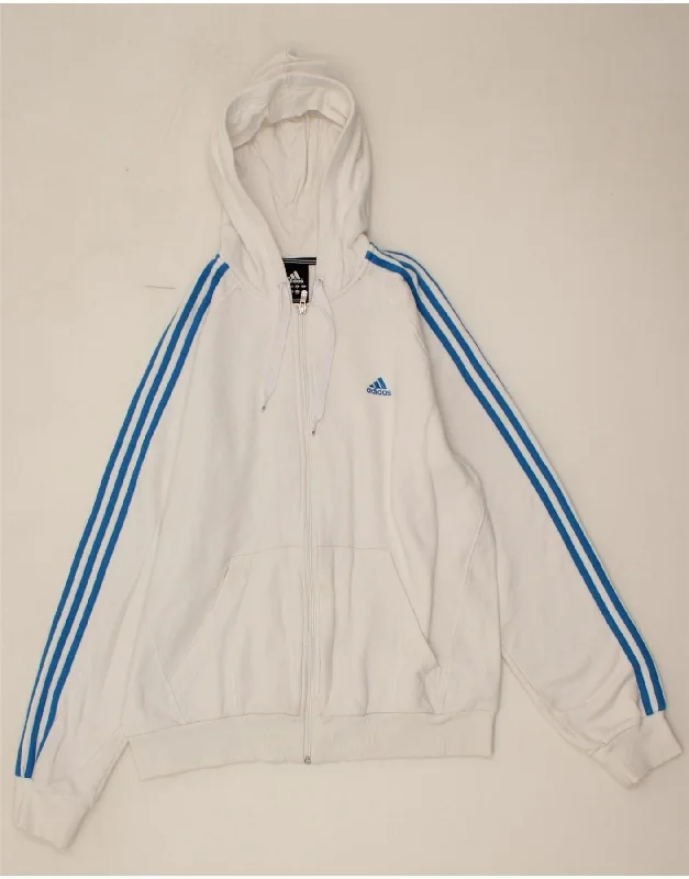 ADIDAS Mens Zip Hoodie Sweater Large White Cotton Jersey Fabric Tulle Fabric Batik Fabric
