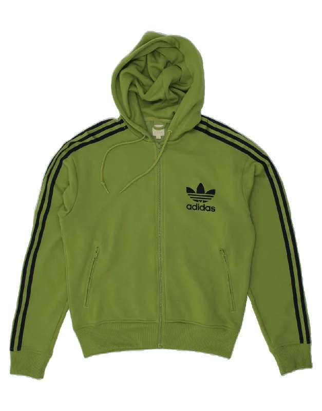 ADIDAS Mens Zip Hoodie Sweater Medium Green Spandex Blend Rayon Blend Denim Blend