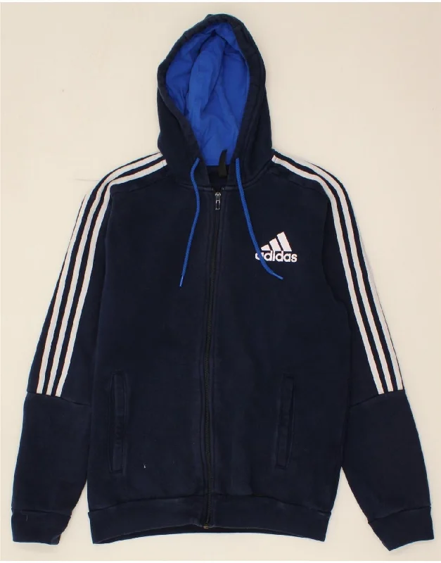 ADIDAS Mens Zip Hoodie Sweater Medium Navy Blue Cotton Chenille Fabric Brocade Fabric Lace Fabric