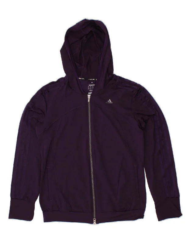 ADIDAS Womens Climacool Zip Hoodie Sweater UK 8/10 Small Purple Nylon Mesh Sweater Canvas Denim